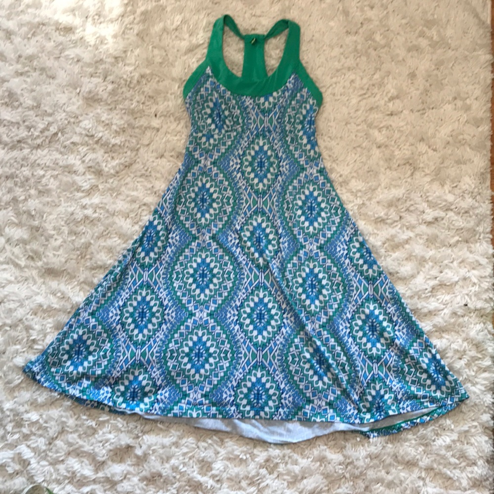 Prana Racerback Green and blue geometric dress